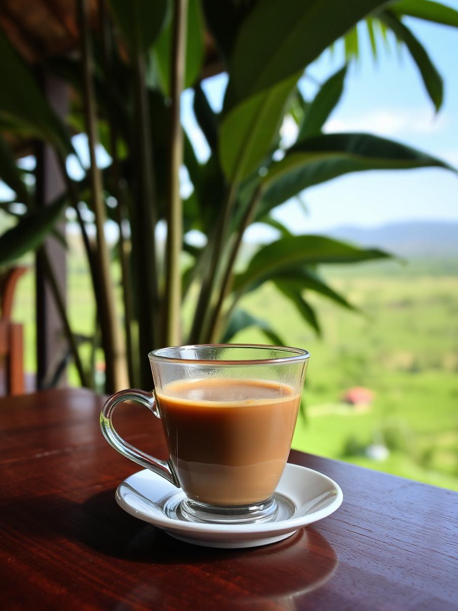 Filter coffee with a plantation view